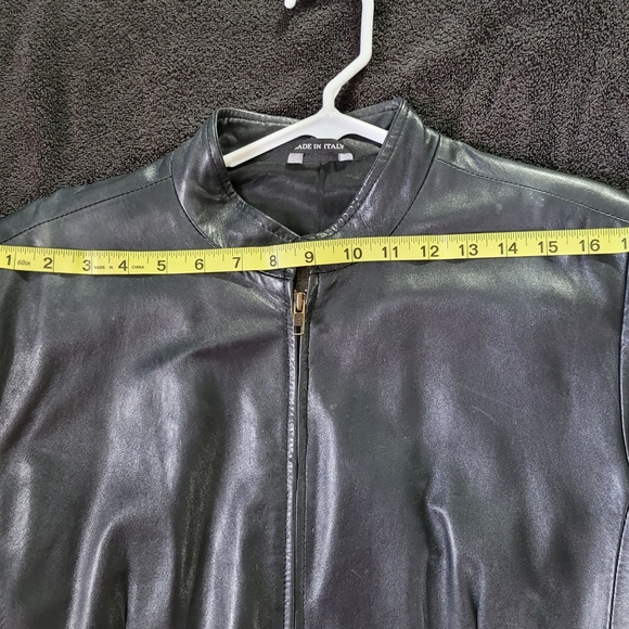 Borgo Antico Italian Black Leather Women’s Jacket Sz Lg Hip Length Zipper Front - Picture 10 of 14
